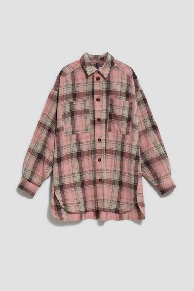 Koszula w kratę różana