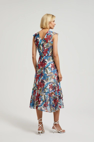 Sukienka w kwiaty midi czerwona