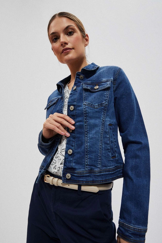 Kurtka jeansowa z kieszeniami niebieska