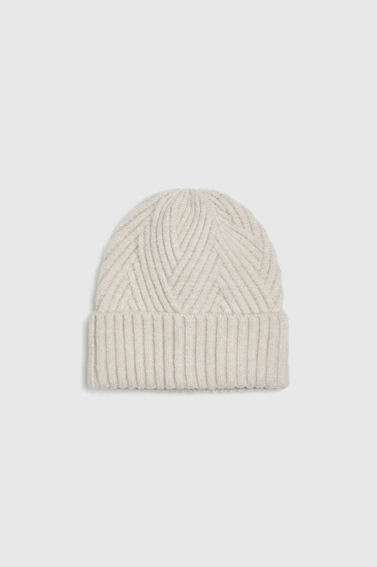 Ciepła czapka z dodatkiem wełny beżowa