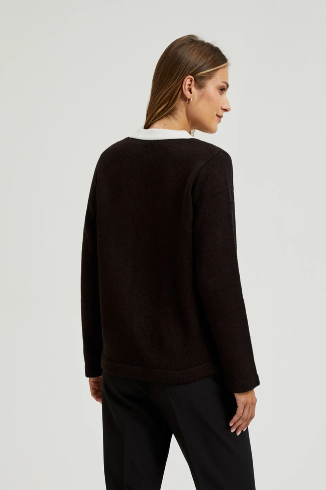 Kardigan z ozdobnymi guzikami z długimi rękawami czarny