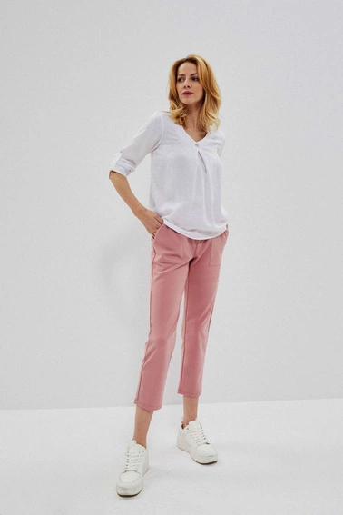 Gładka koszula z wiskozy biała