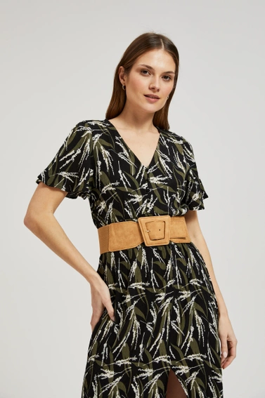 Wzorzysta sukienka midi czarna