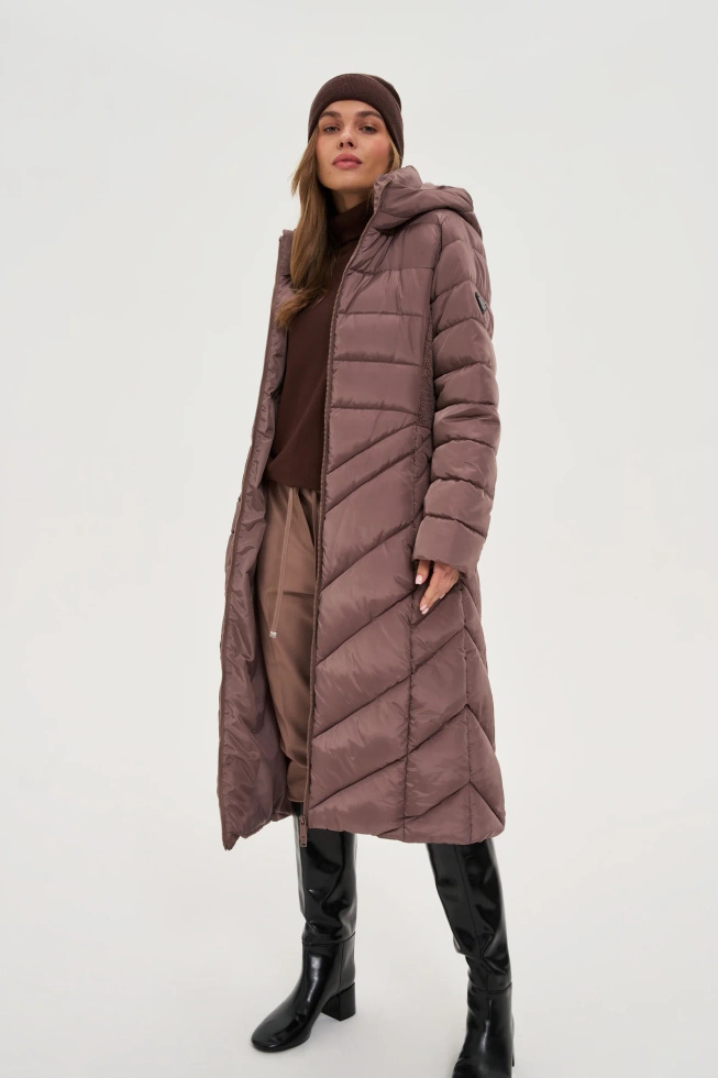 Kurtka z paskiem brązowa