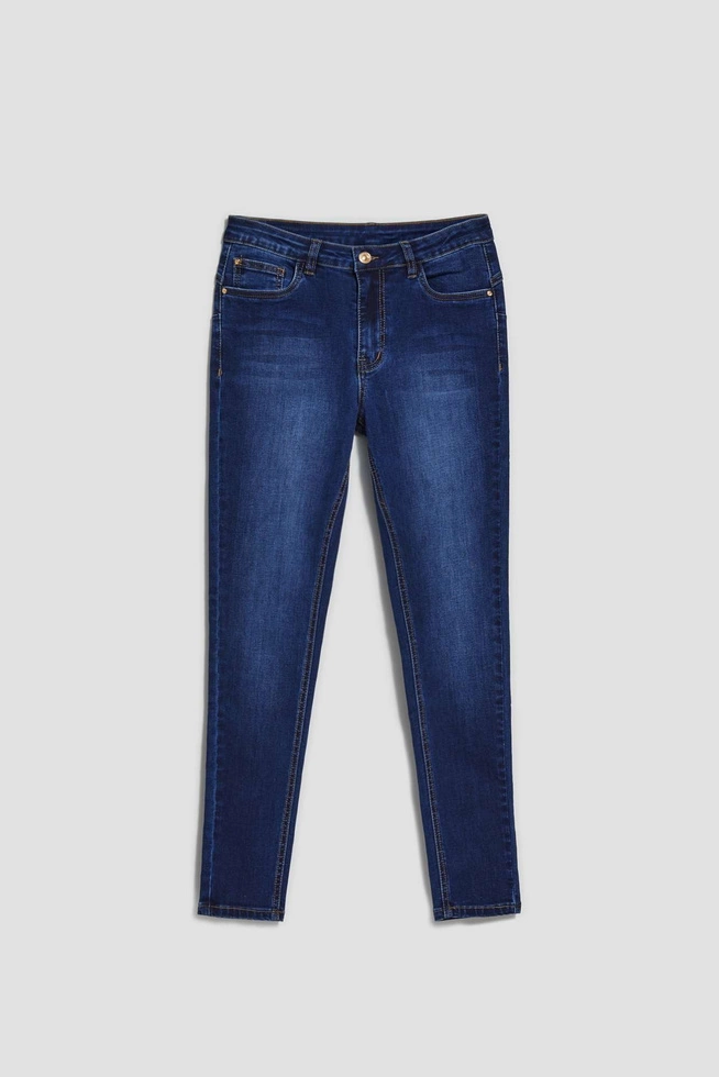 Jeansy push up z przetarciami na udach granatowe