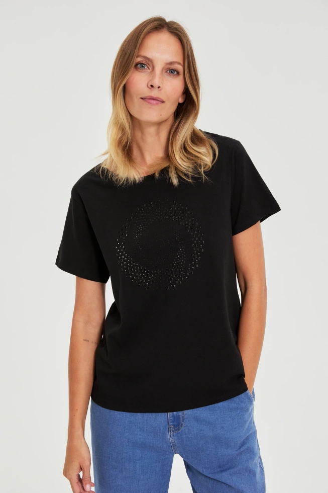 Bluzka z dżetami czarna