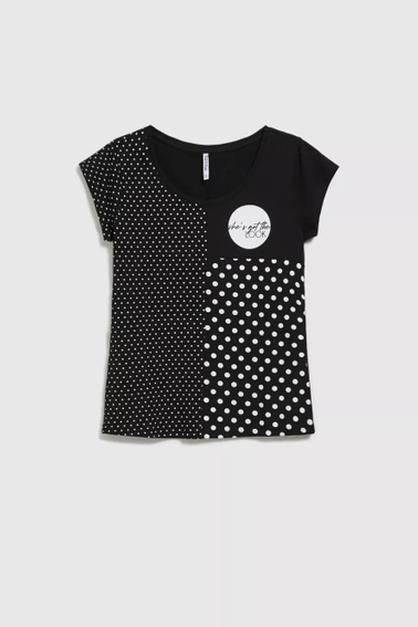 Bluzka ze wzorem kropek i krótkimi rękawami biała