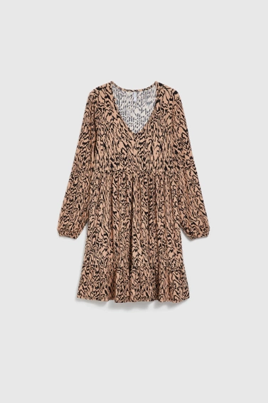 Sukienka w zwierzęcy wzór brązowa
