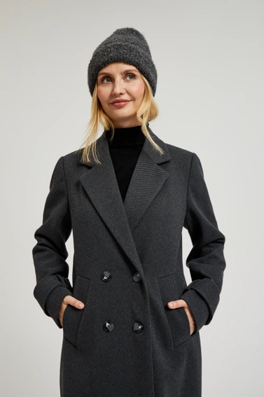 Elegancki długi płaszcz szary