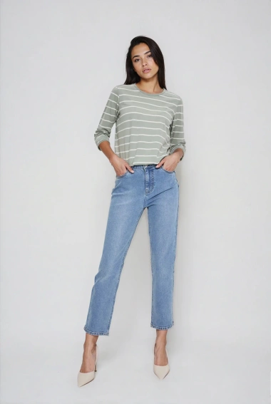 Bluzka w paski oliwkowa