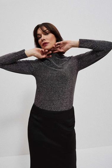 Bluzka z metaliczną nitką czarna