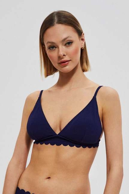 Góra od bikini z gładkiego materiału granatowa