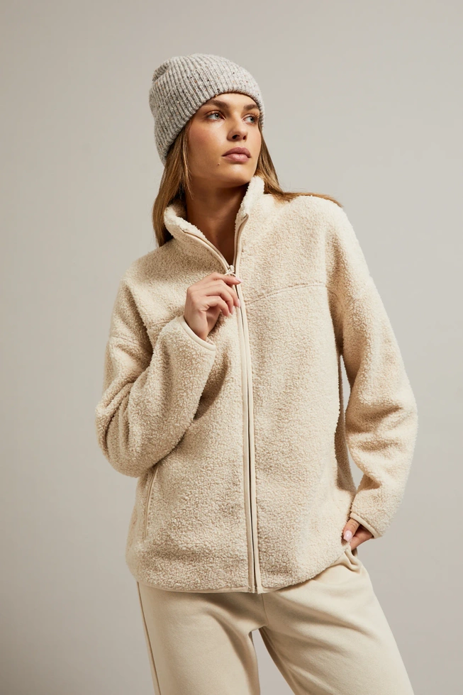 Bluza zapinana na zamek beżowa