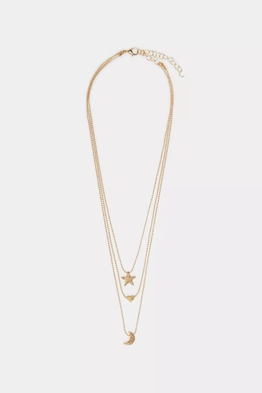 Kaskadowy naszyjnik z zawieszkami w kolorze złotym