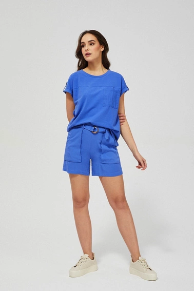 Szorty z wiskozy błękitne