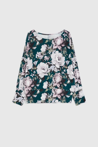 Sweter w kwiaty zielony