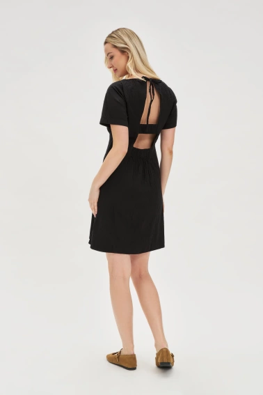 Bawełniana sukienka z odkrytymi plecami czarna