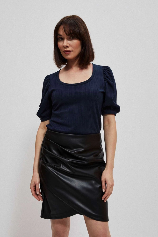 Bluzka z bufiastymi rękawami granatowa