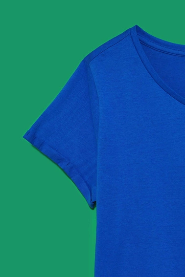 Bawełniany t-shirt z kieszkonką niebieski