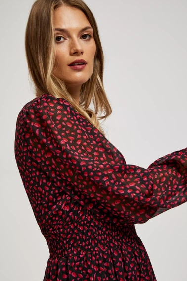 Sukienka z bufiastymi rękawami i dekoltem w serek czarna