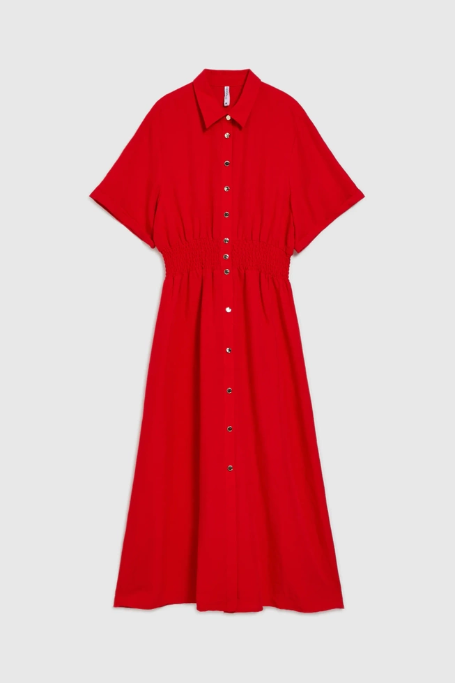 Koszulowa sukienka midi czerwona