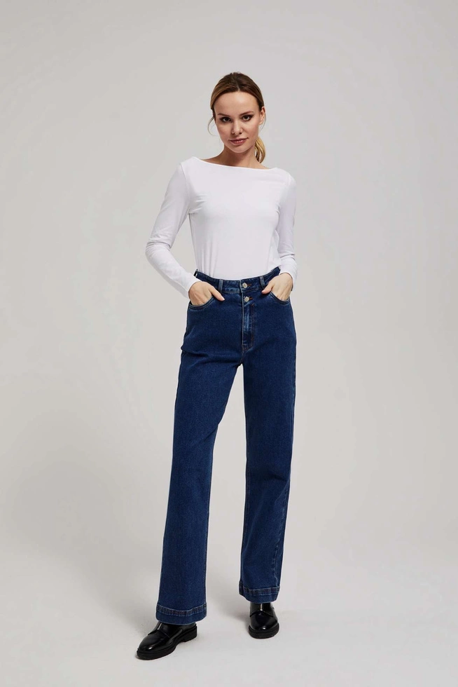 Dopasowana bluzka z długimi rękawami biała