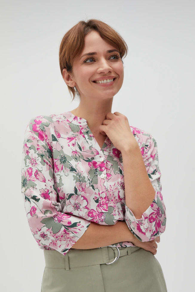 Wiskozowa koszula z kwiatowym wzorem fuksjowa