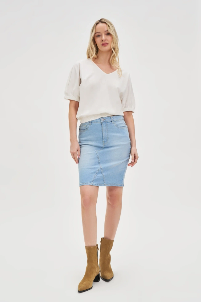 Bawełniana bluzka z bufiastymi rękawami biała