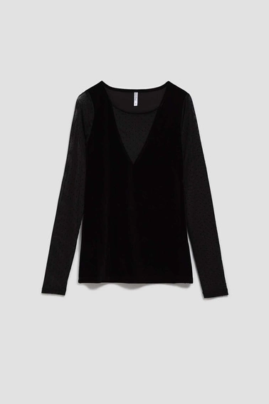 Bluzka z ażurowymi rękawami 