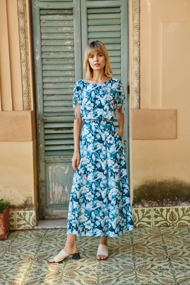 Wzorzysty komplet z wiskozy zielony