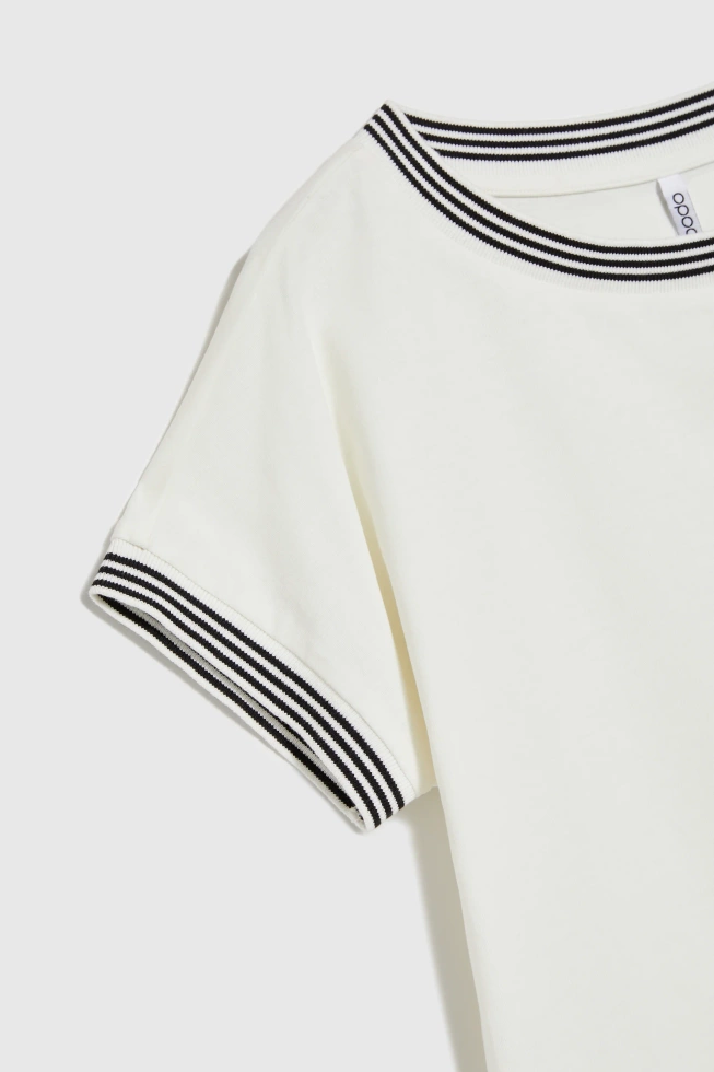 Bawełniana bluzka z krótkimi rękawami biała