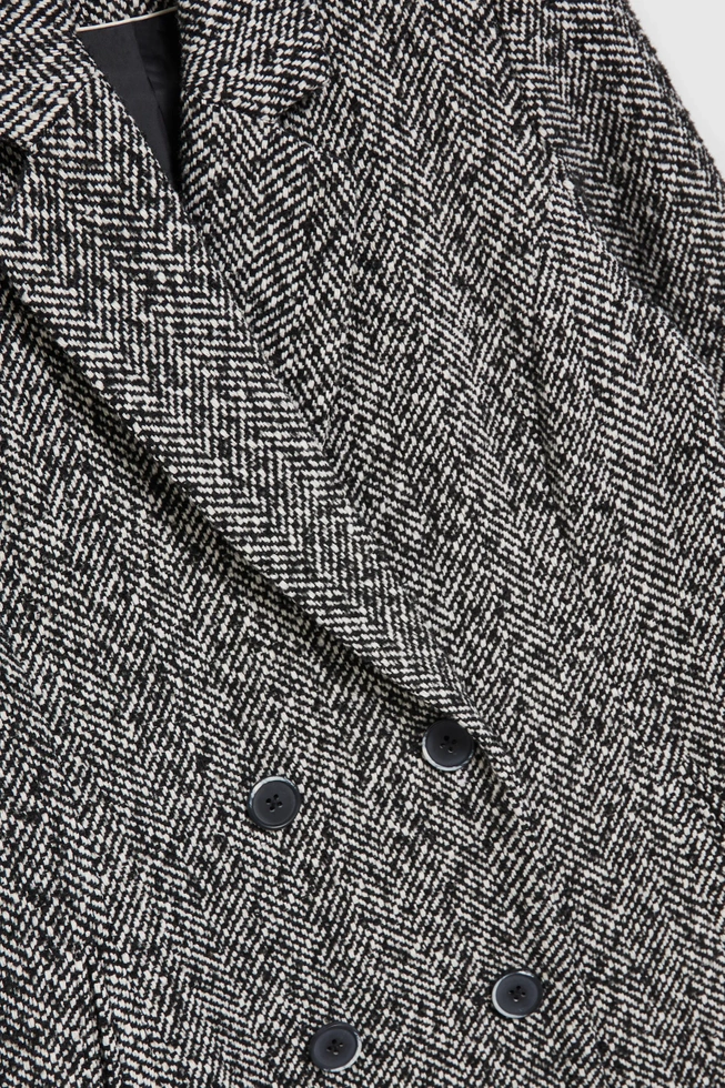 Płaszcz w delikatną jodełkę czarny