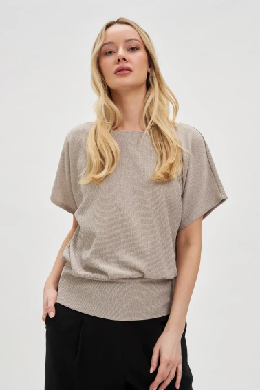 Bluzka z luźnymi rękawami beżowa