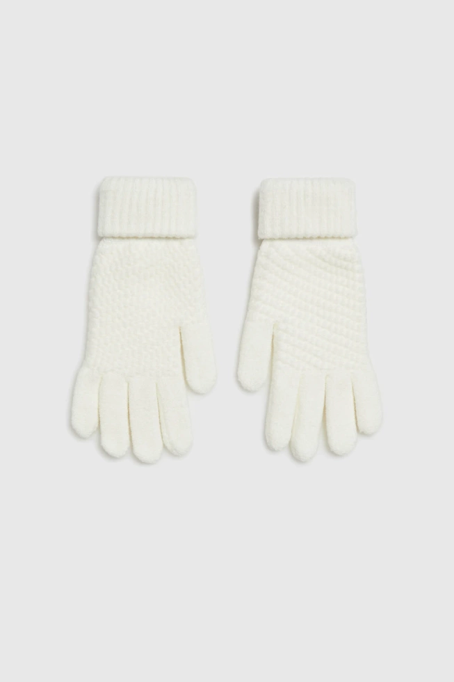 Dzianinowe rękawiczki beżowe