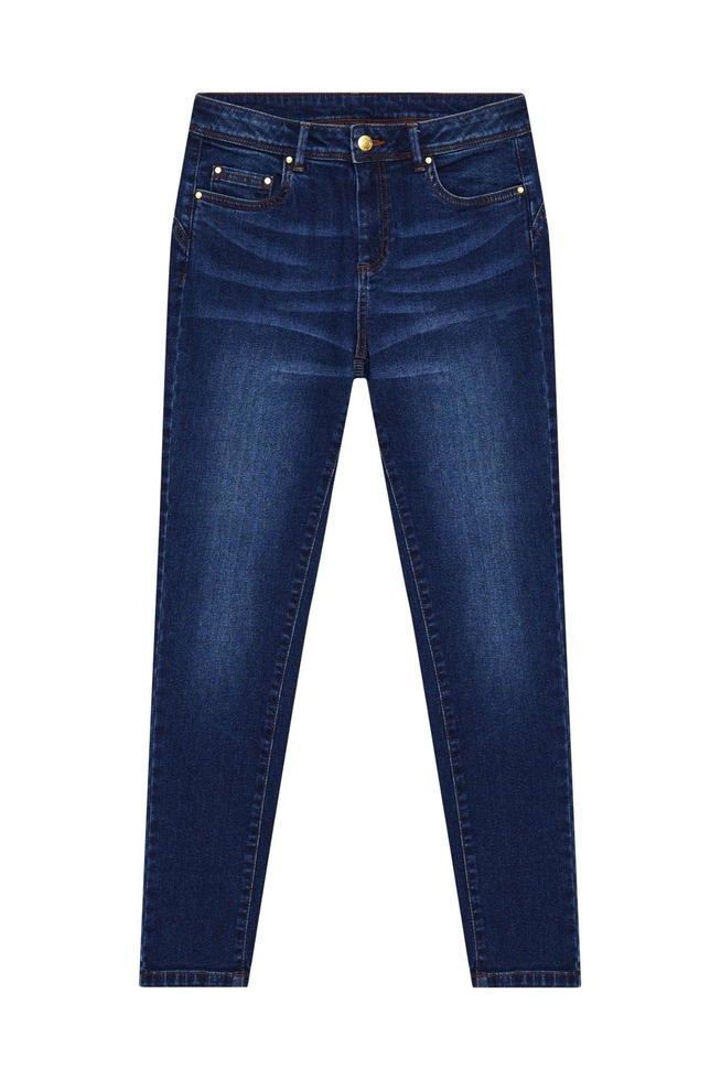 Jeansy push up ze średnim stanem granatowe