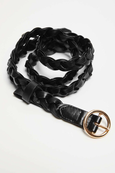 Pasek pleciony w warkocz czarny