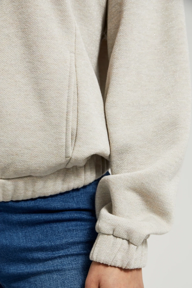 Bluza zapinana na zamek z długimi rękawami beżowa