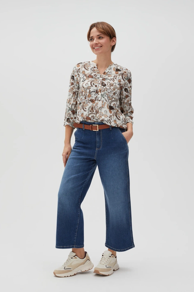 Wiskozowa koszula z kwiatowym wzorem beżowa