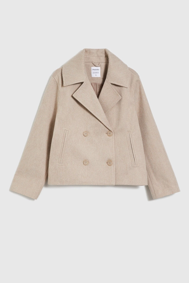 Krótki beżowy płaszcz