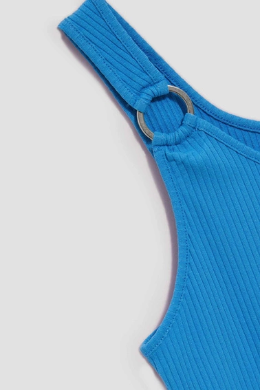 Prążkowany top lazurowy