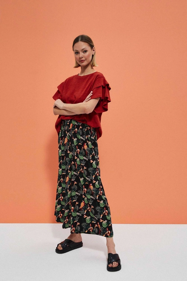 Bluzka z falbanami rubinowa