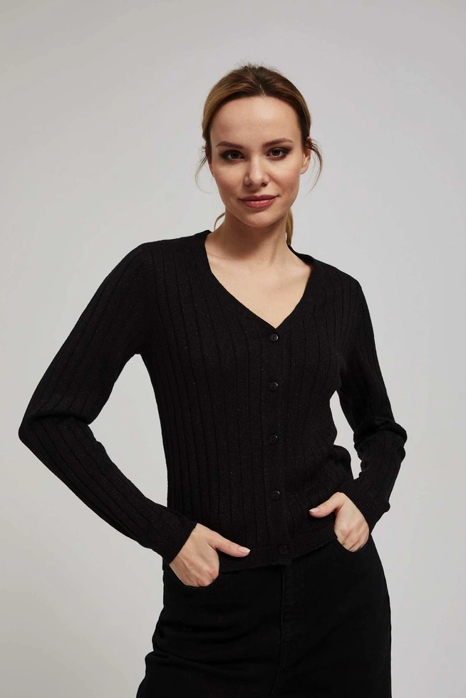 Sweter ozdobiony metaliczną nitką czarny