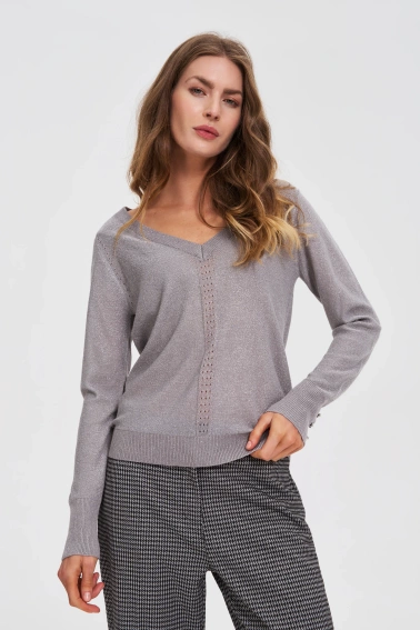 Sweter z metaliczną nitką szary