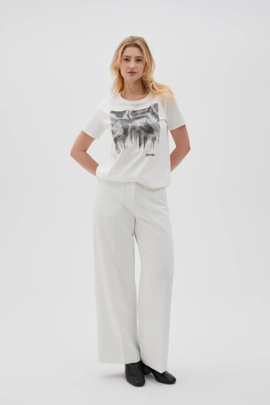 Biała bawełniana bluzka z nadrukiem
