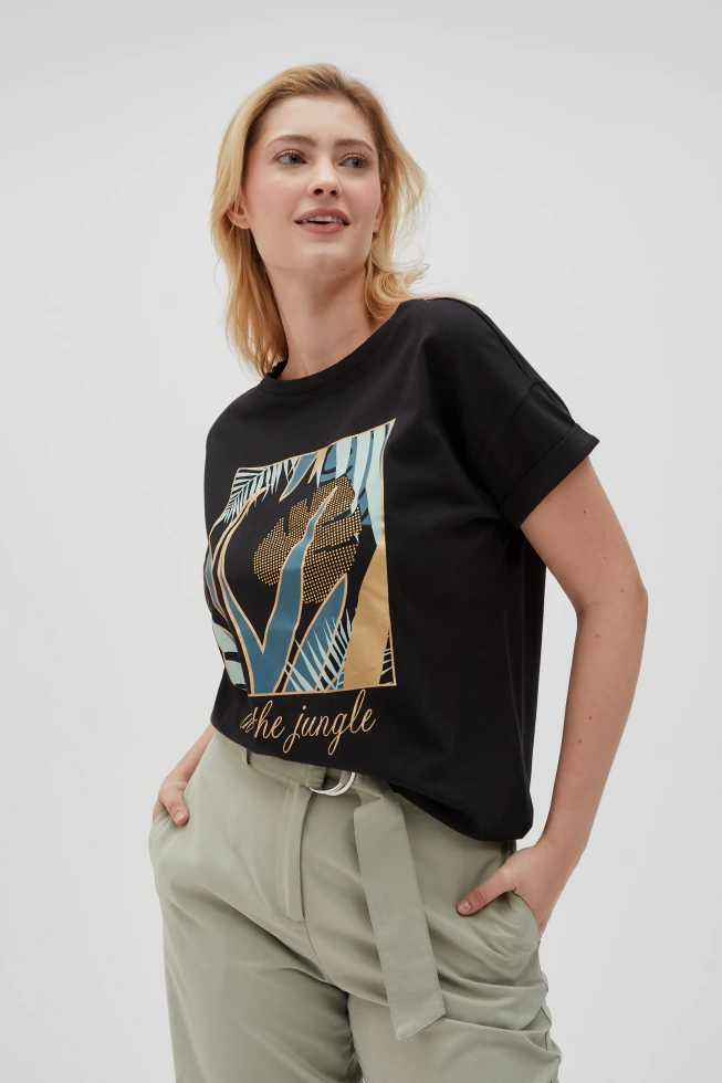 T-shirt z nadrukiem czarny