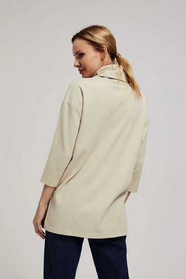 Bluza z szerokim golfem piaskowa