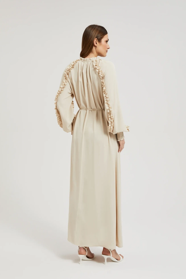 Sukienka maxi z falbankami beżowa
