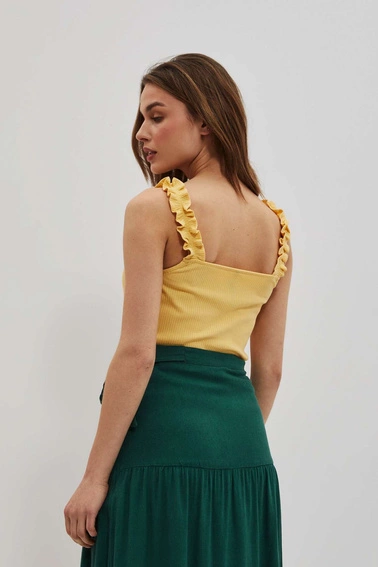Prążkowany top damski żółty