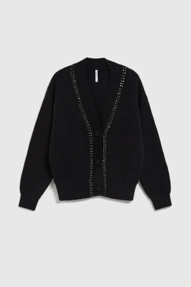 Kardigan ozdobiony koralikami czarny