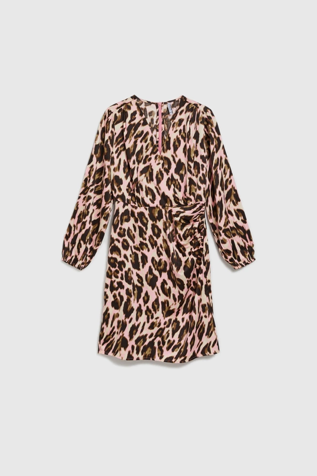 Sukienka w panterkę różowa